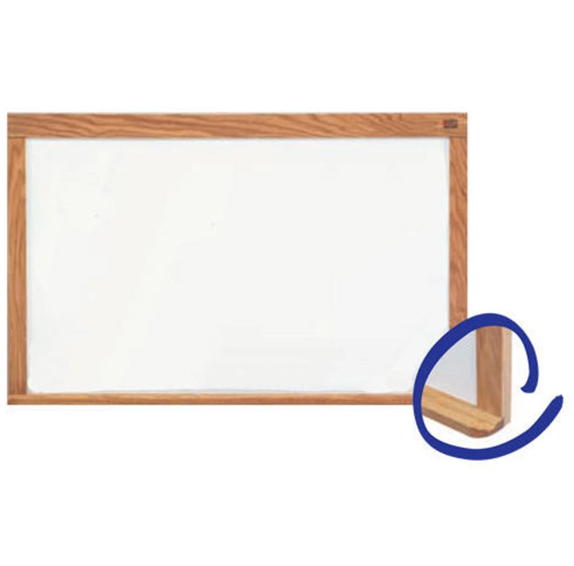 marsh-pro-lite-1400-porcelain-steel-whiteboard-with-aluminum-frame-tray-6w-x-4h-red-oak-wood-frame/